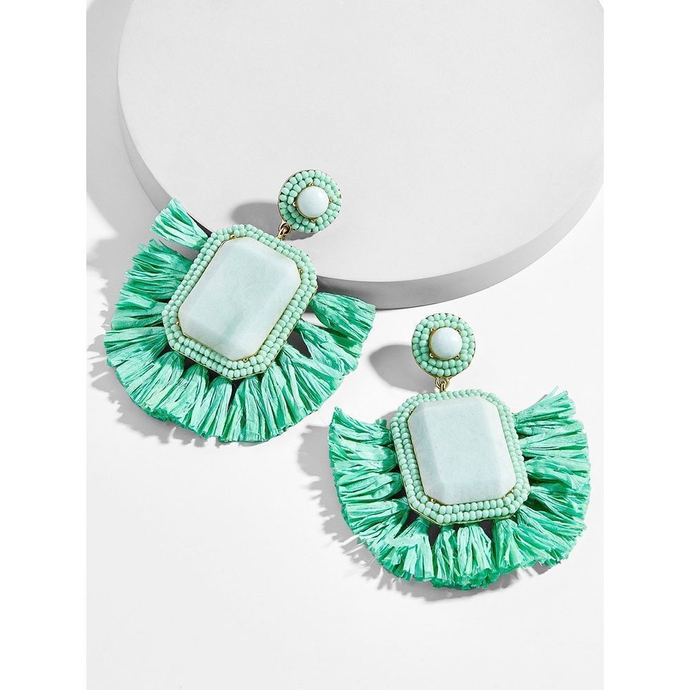BaubleBar | Ambrosia Drop Earrings | Neo Mint | 3” Length